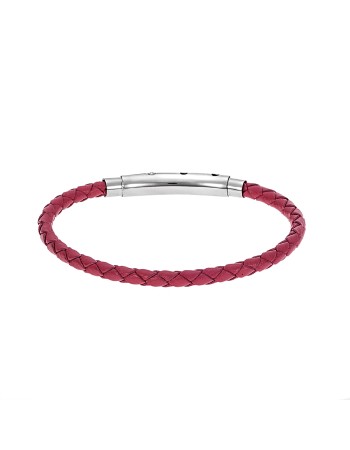 Βραχιόλι Senza Men's Steel Red Leather Strap - SSD4988RD