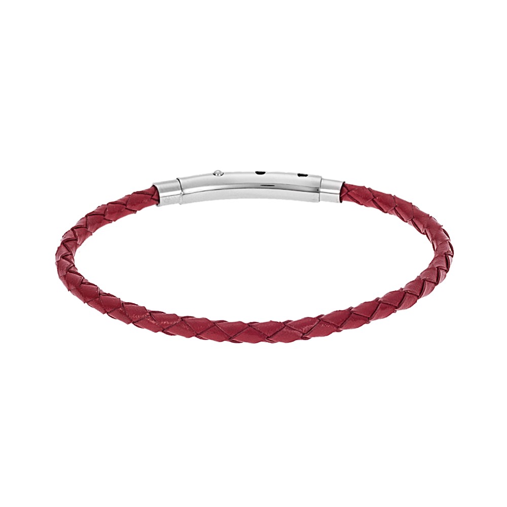 Βραχιόλι Senza Men's Steel Red Leather Strap - SSD4988RD
