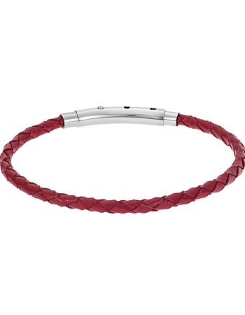 Βραχιόλι Senza Men's Steel Red Leather Strap - SSD4988RD