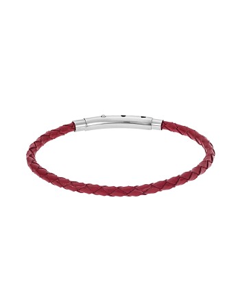 Βραχιόλι Senza Men's Steel Red Leather Strap - SSD4988RD