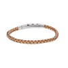 Βραχιόλι Senza Men's Steel Beige Leather Strap - SSD4989BG