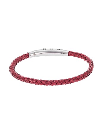 Βραχιόλι Senza Men's Steel Red Leather Strap - SSD4989RD