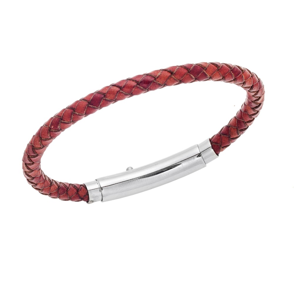 Βραχιόλι Senza Men's Steel Brown Leather Strap - SSD4990-1SBN