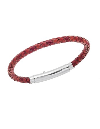 Βραχιόλι Senza Men's Steel Brown Leather Strap - SSD4990-1SBN