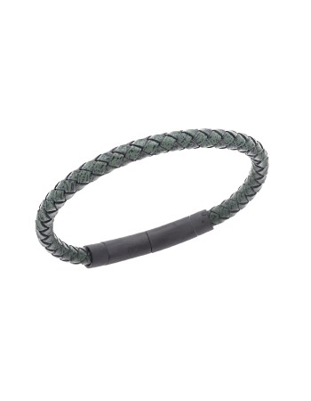 Βραχιόλι Senza Men's Steel Chaki Leather Strap - SSD4990BCH