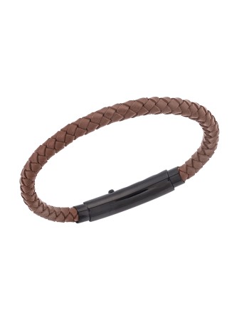 Βραχιόλι Senza Men's Steel Camel Leather Strap - SSD4990BCL