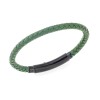 Βραχιόλι Senza Men's Steel Green Leather Strap - SSD4990BGN
