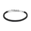 Βραχιόλι Senza Men's Steel Black Leather Strap - SSD4990BK