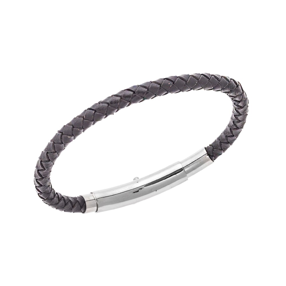 Βραχιόλι Senza Men's Steel Brown Leather Strap - SSD4990BN