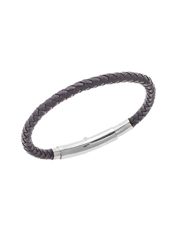 Βραχιόλι Senza Men's Steel Brown Leather Strap - SSD4990BN