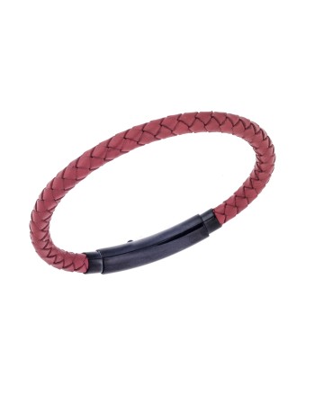 Βραχιόλι Senza Men's Steel Red Leather Strap - SSD4990BRD