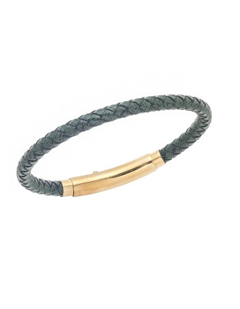 Βραχιόλι Senza Men's Steel Chaki Leather Strap - SSD4990GCH