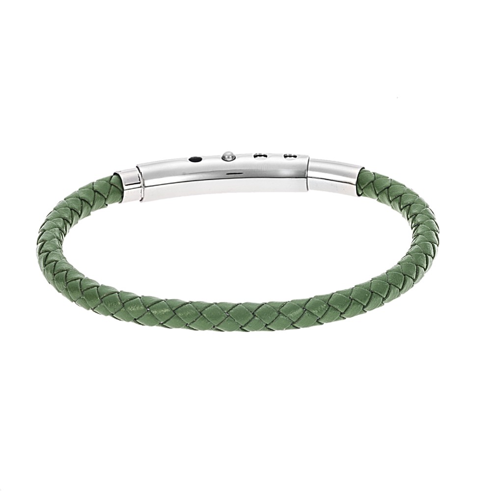 Βραχιόλι Senza Men's Steel Green Leather Strap - SSD4990GN