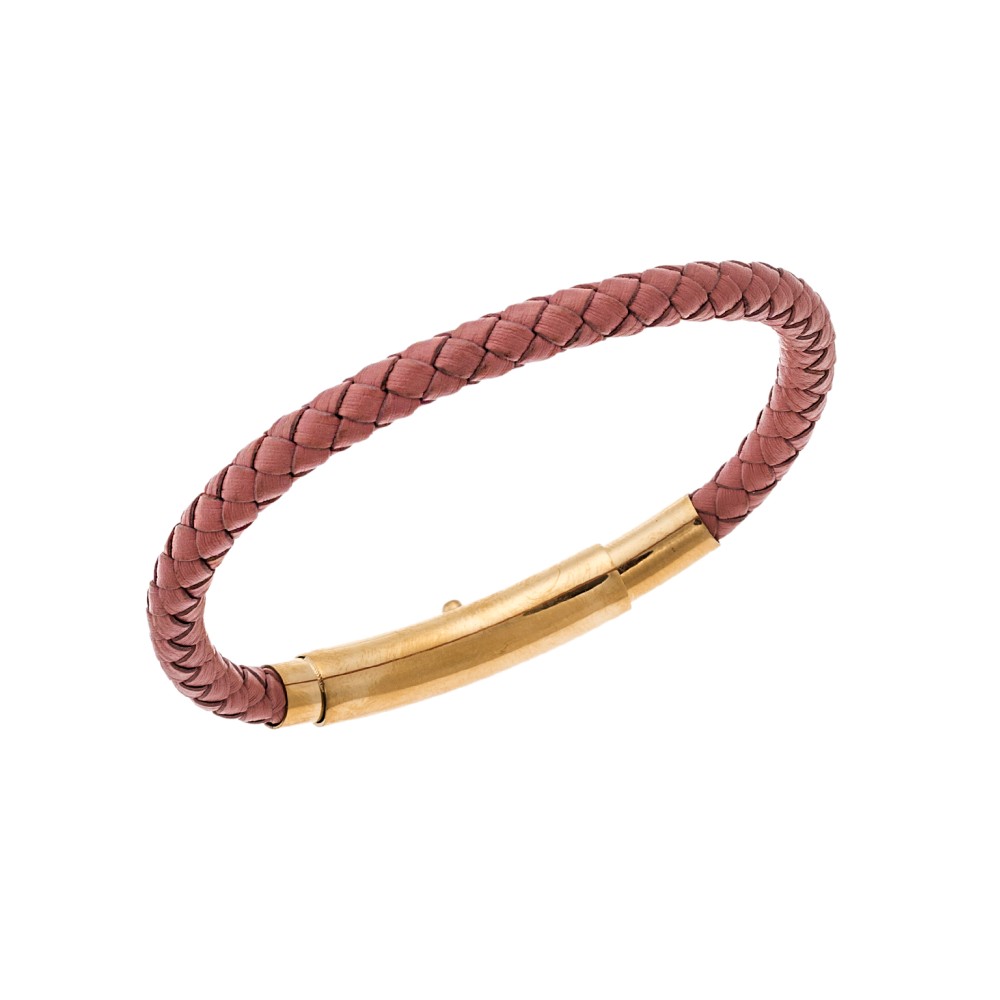 Βραχιόλι Senza Steel Pink Leather Strap - SSD4990GPK