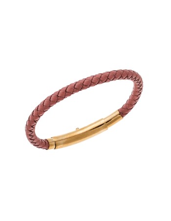 Βραχιόλι Senza Steel Pink Leather Strap - SSD4990GPK