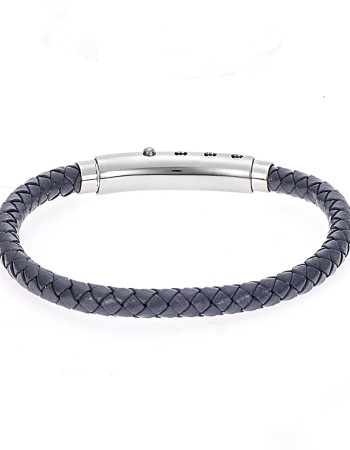 Βραχιόλι Senza Men's Steel Grey Leather Strap - SSD4990GY