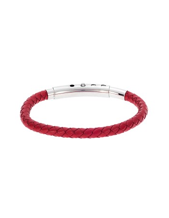 Βραχιόλι Senza Men's Steel Red Leather Strap - SSD4990RD