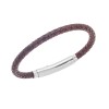 Βραχιόλι Senza Men's Steel Bordeaux Leather Strap - SSD4990SBD