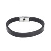 Βραχιόλι Senza Men's Steel Black Leather Strap - SSD4993BK