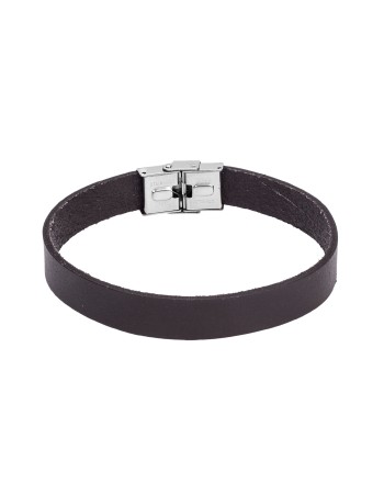 Βραχιόλι Senza Men's Steel Brown Leather Strap - SSD4993BN