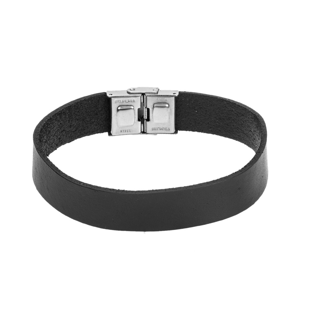 Βραχιόλι Senza Men's Steel Black Leather Strap - SSD4994BK