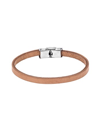 Βραχιόλι Senza Men's Steel Beige Leather Strap - SSD4995-1BG