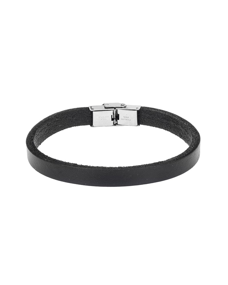 Βραχιόλι Senza Men's Steel Black Leather Strap - SSD4995-2BK