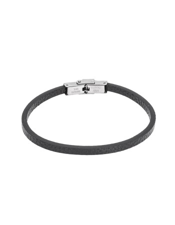 Βραχιόλι Senza Men's Steel Black Leather Strap - SSD4995BK