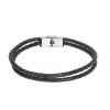 Βραχιόλι Senza Men's Steel Black Leather Strap - SSD4997BK