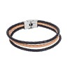 Βραχιόλι Senza Men's Steel Black & Beige Leather Strap - SSD4998-2