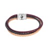 Βραχιόλι Senza Men's Steel Beige, Bordeaux & Green Leather Strap - SSD4998-7