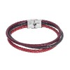 Βραχιόλι Senza Men's Steel Bordeaux, Green & Red Leather Strap - SSD4998-8