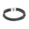 Βραχιόλι Senza Men's Steel Black Leather Strap - SSD4998BK
