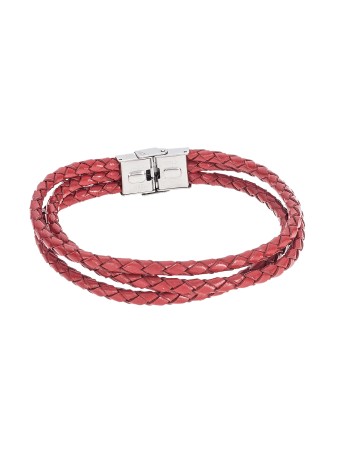 Βραχιόλι Senza Men's Steel Red Leather Strap - SSD4998RD
