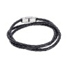 Βραχιόλι Senza Men's Steel Black Leather Strap - SSD5000BK