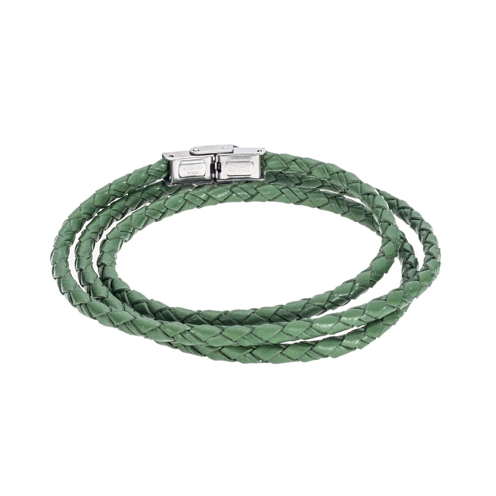 Βραχιόλι Senza Men's Steel Green Leather Strap - SSD5000GN