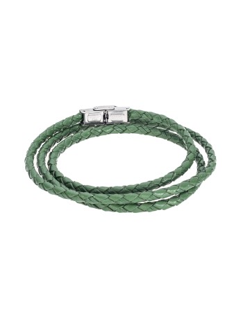 Βραχιόλι Senza Men's Steel Green Leather Strap - SSD5000GN