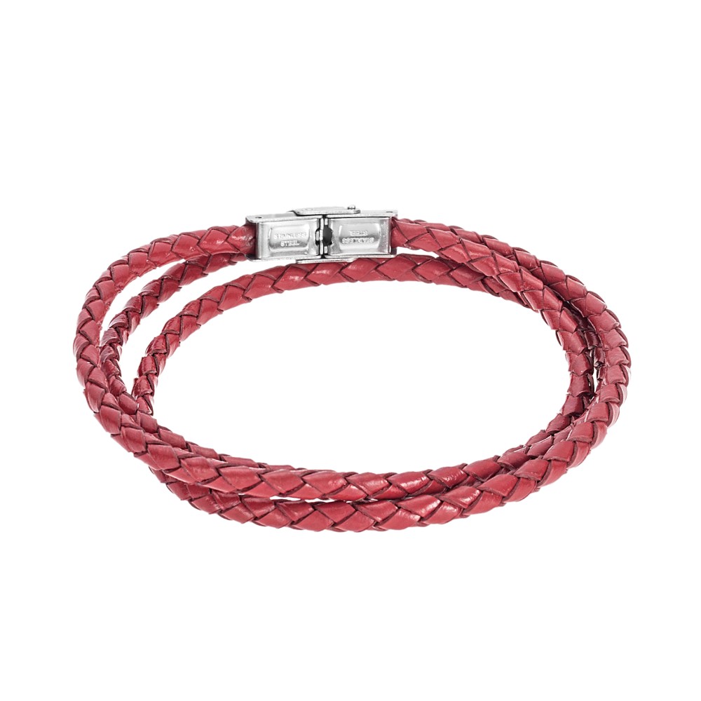 Βραχιόλι Senza Men's Steel Red Leather Strap - SSD5000RD