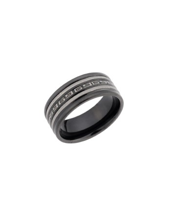 Δαχτυλίδι Senza Unisex Black Steel, με μαίανδρο - SSD5011BK
