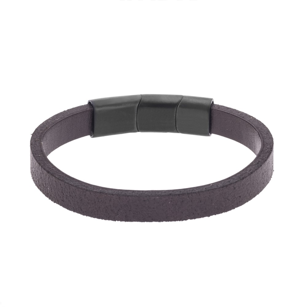 Βραχιόλι Senza Men's Steel Brown Leather Strap - SSD5025BBN