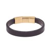 Βραχιόλι Senza Men's Steel Brown Leather Strap - SSD5025GBN