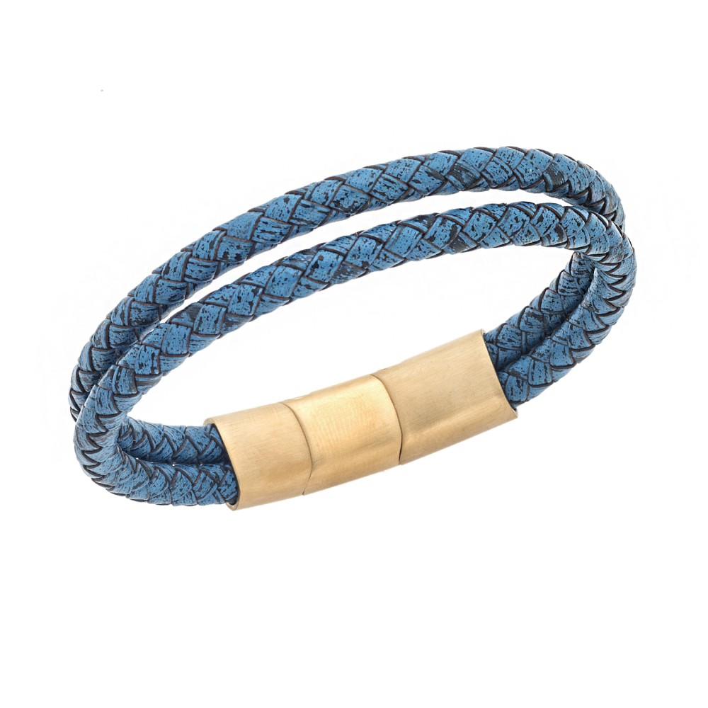 Βραχιόλι Senza Men's Steel Blue Leather Strap - SSD5026-1GBL