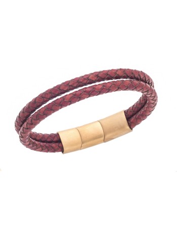 Βραχιόλι Senza Men's Steel Brown Leather Strap - SSD5026GBN