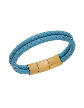 Βραχιόλι Senza Men's Steel Turquise Leather Strap - SSD5026GTQ