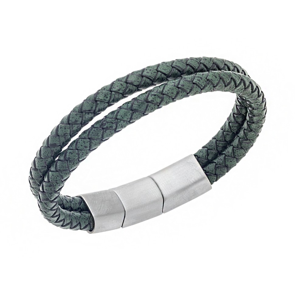 Βραχιόλι Senza Men's Steel Chaki Leather Strap - SSD5026SCH