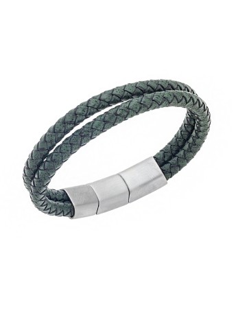 Βραχιόλι Senza Men's Steel Chaki Leather Strap - SSD5026SCH