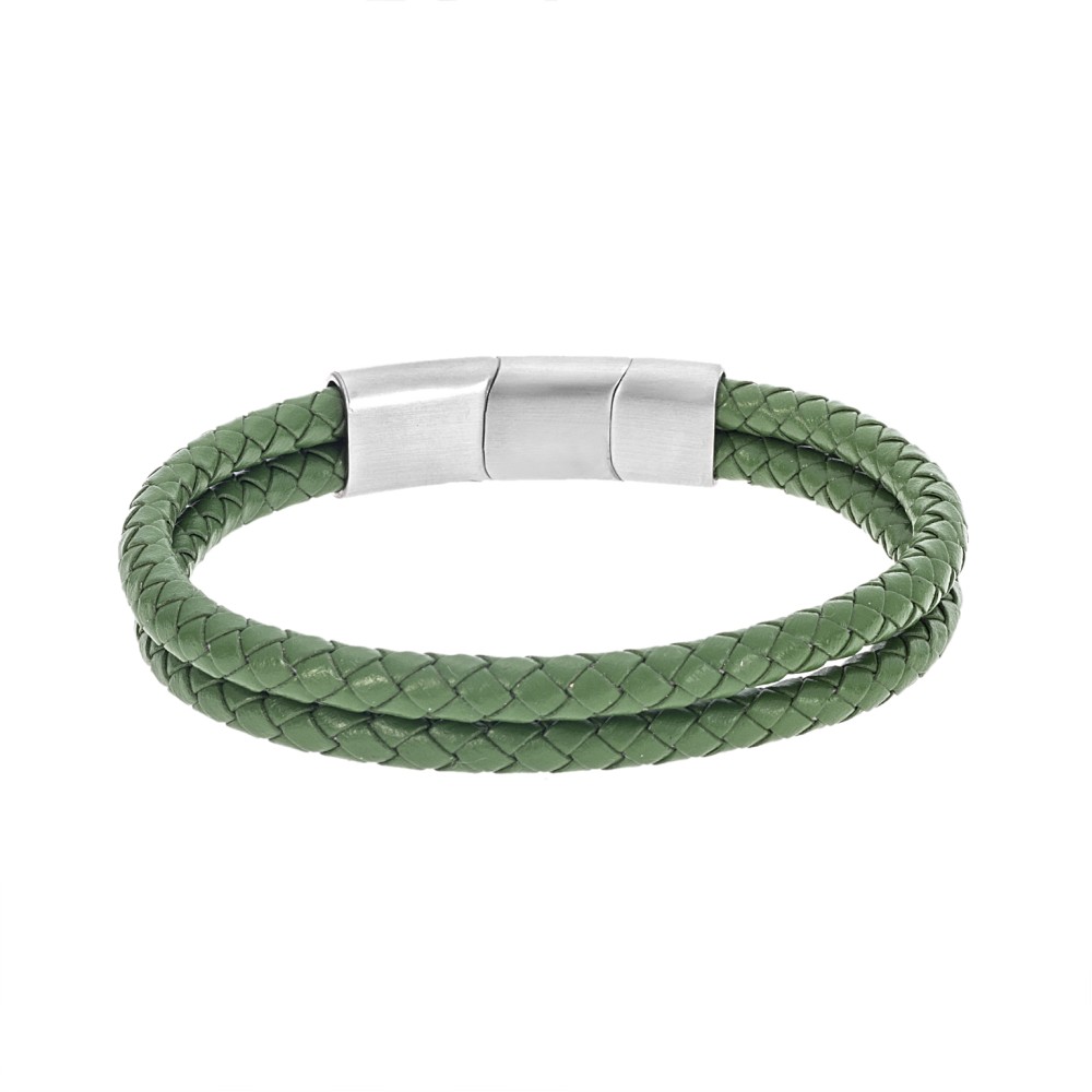 Βραχιόλι Senza Men's Steel Green Leather Strap - SSD5026SGN