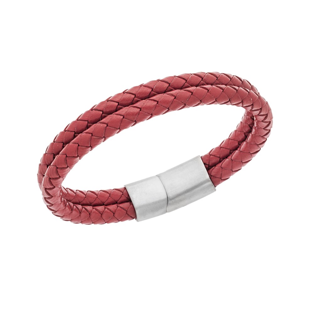 Βραχιόλι Senza Men's Steel Red Leather Strap - SSD5026SRD