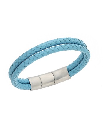 Βραχιόλι Senza Men's Steel Turquise Leather Strap - SSD5026STQ