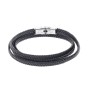 Βραχιόλι Senza Men's Steel Black Leather Strap - SSD5028BK